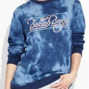 THE BEACH BOYS S Blue Tie-Dye Fleece Lined Double-Sided Graphic Sweatshirt • VG‼